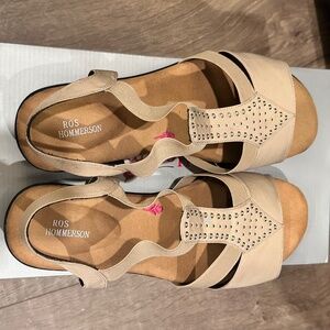 Ros Hommerson Miriam Studded Nude Sandals - Size 11WW